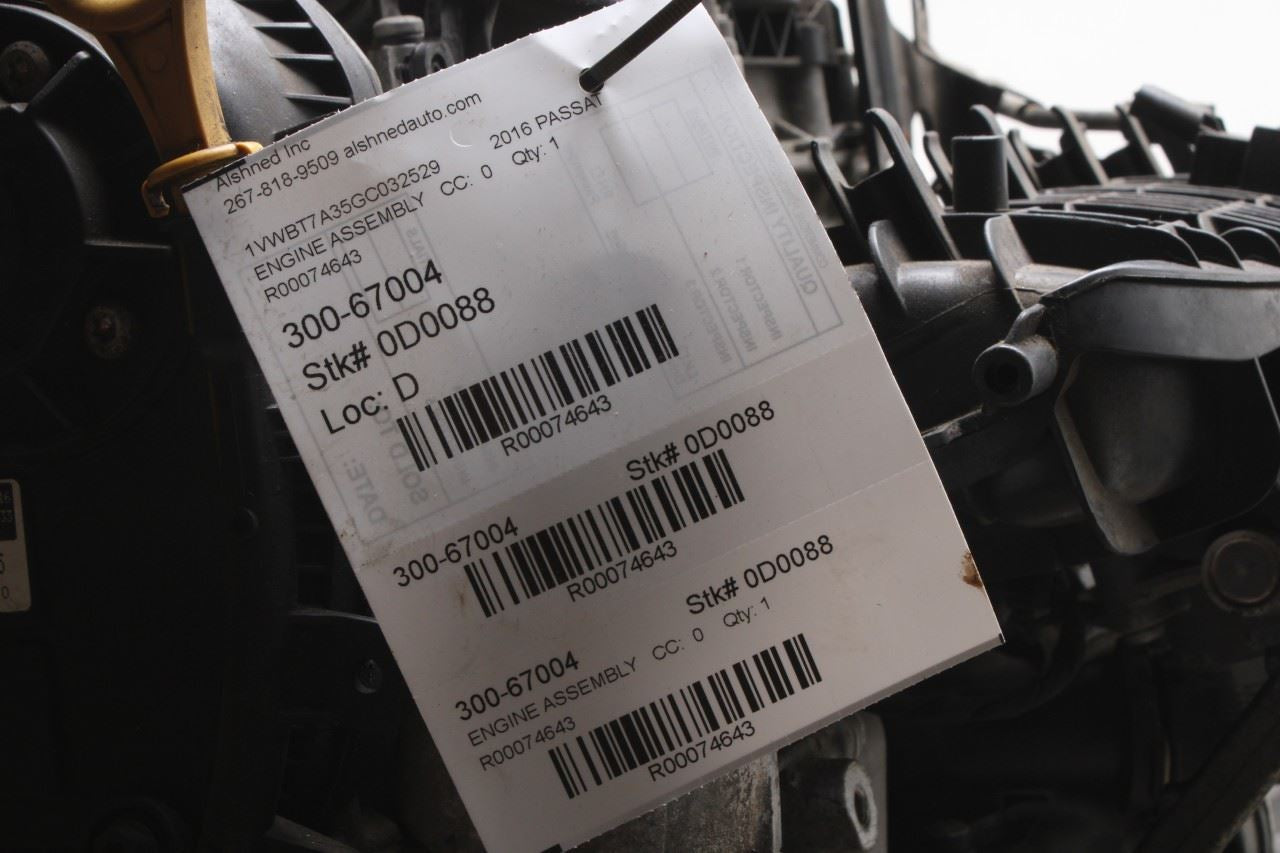 2015-2017 Volkswagen Passat SE 1.8L FWD Engine Motor ID CPRA VIN T 5th digit 99K - Alshned Auto Parts