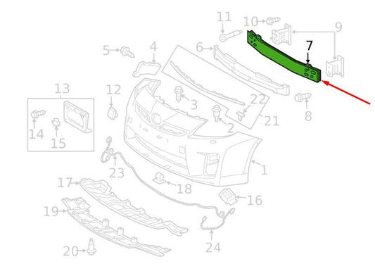 2013-2015 Toyota Prius Front Bumper Reinforcement Impact Bar 52021-47032 OEM - Alshned Auto Parts