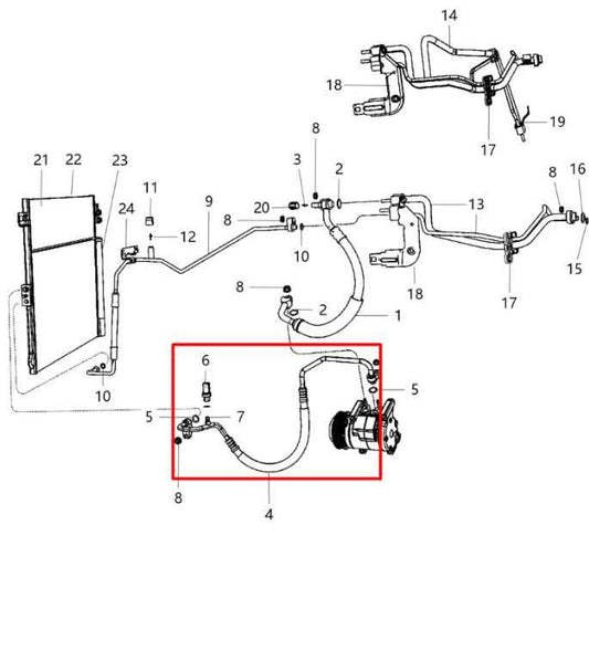 12-25 Dodge Durango SXT 3.6L AC Conditioning Discharge Line Hose Tube 68161177AB - Alshned Auto Parts