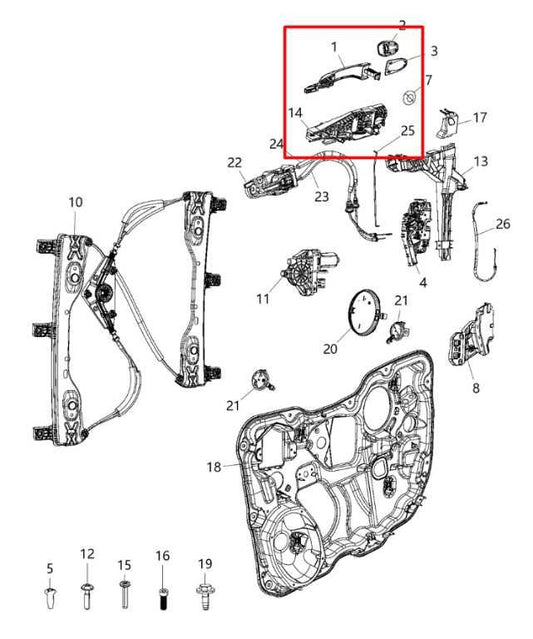 14-23 Jeep Cherokee Latitude 4WD Front Passenger Right Side Door Exterior Handle - Alshned Auto Parts
