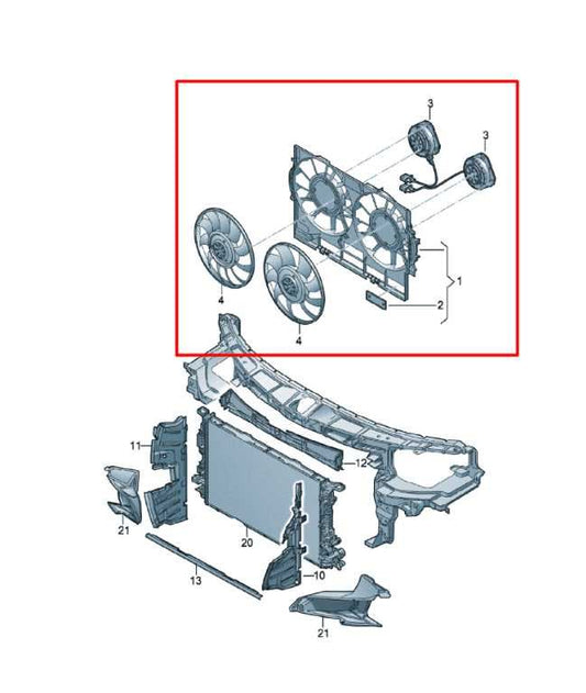 2012-18 Audi A7 Premium 3.0L Dual Radiator Cooling Fan Motor Assy 4H0-121-207-B - Alshned Auto Parts