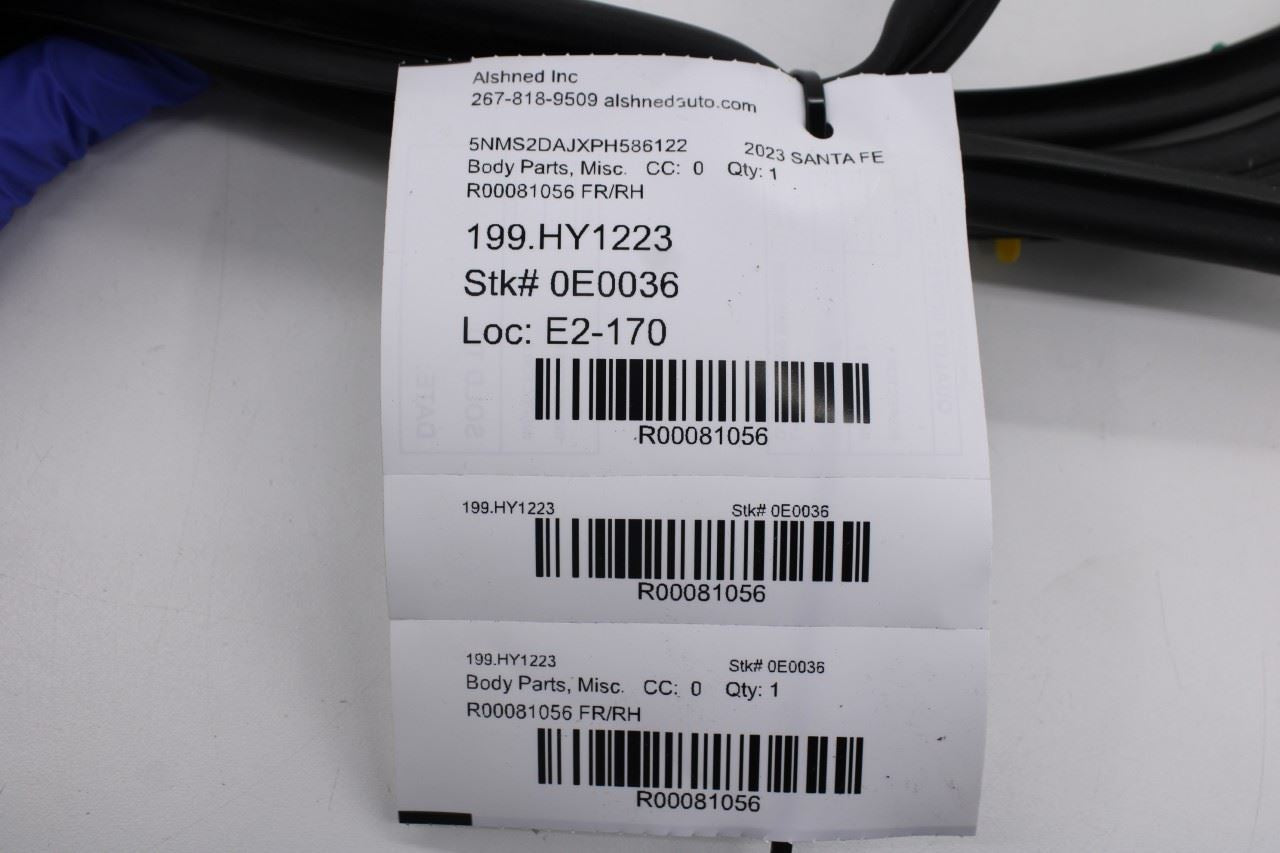 2020-23 Hyundai Santa Fe SEL Front Right Side Door Weatherstrip Seal 82140-S20008