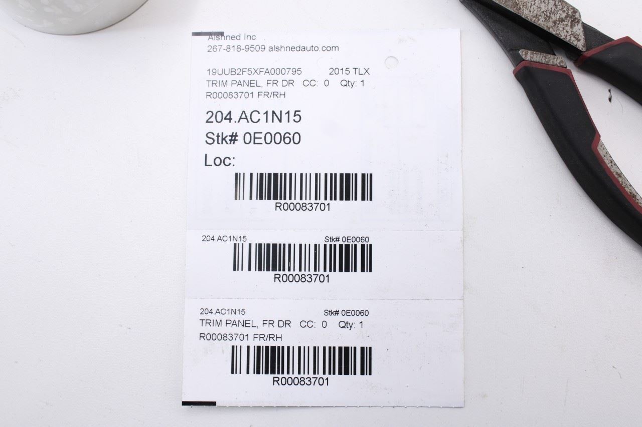 2015-17 Acura TLX Tech Front Right Passenger Side Door Trim Panel 83501TZ3A01ZD17