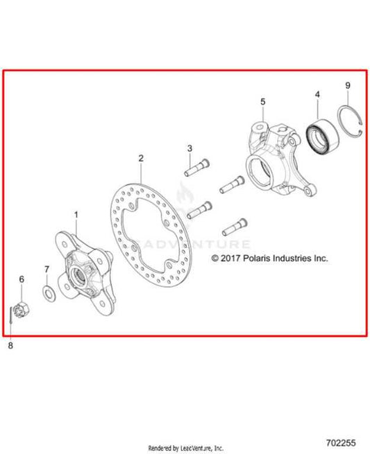 15-23 Polaris RZR XP 1000 Front Right Side Spindle Knuckle Hub w/ Brake Caliper - Alshned Auto Parts