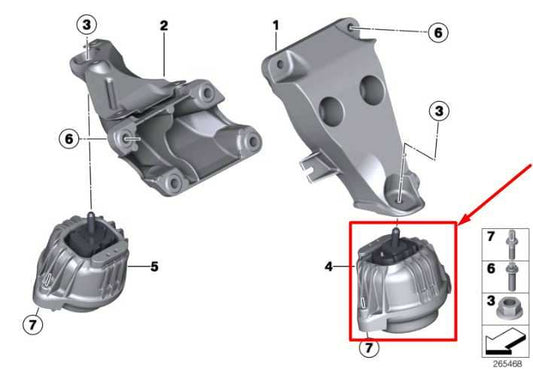 2013-2017 BMW X3 xDrive28i 2.0L AWD Left Side Engine Mount Insulator 6856183 OEM - Alshned Auto Parts