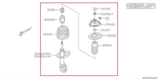 2015-16 Subaru Impreza Sport Premium 2L AWD Front Left Side Shock Strut Absorber - Alshned Auto Parts