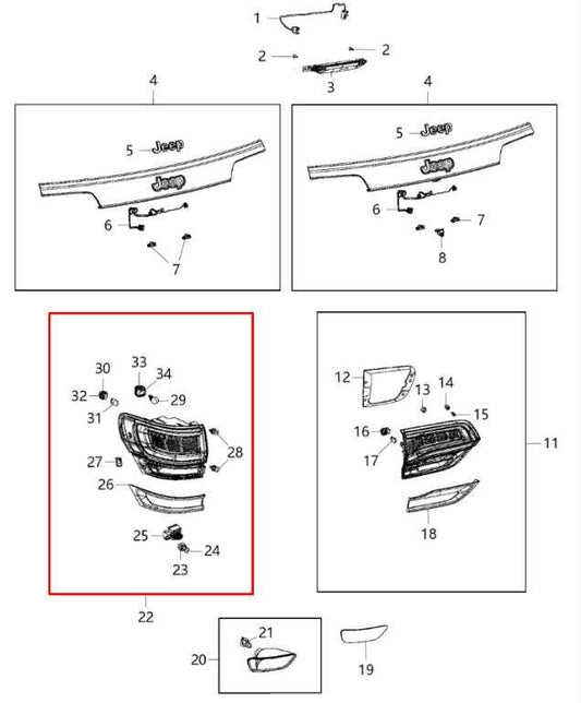 2016-2018 Jeep Grand Cherokee Overland Rear Left Driver Side Tail Light Lamp - Alshned Auto Parts