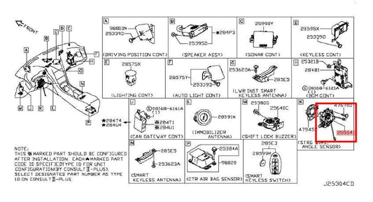 2017-22 Infiniti Q60 Luxe 3.0L Steering Column Clock Spring Unit 25554-4GA1B OEM - Alshned Auto Parts