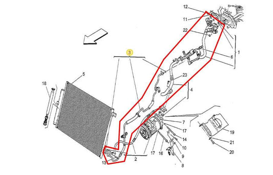 14-17 Maserati Ghibli S Q4 3.0L AWD AC Conditioning Condenser Line Hose Tube Set - Alshned Auto Parts