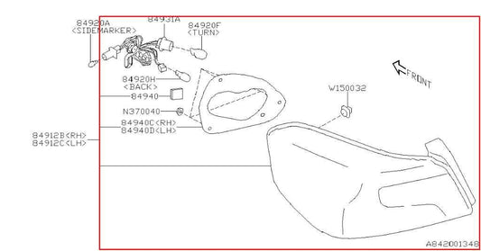 2015-21 Subaru WRX Premium Rear Right Passenger Side Tail Light Lamp 84210VA020 - Alshned Auto Parts