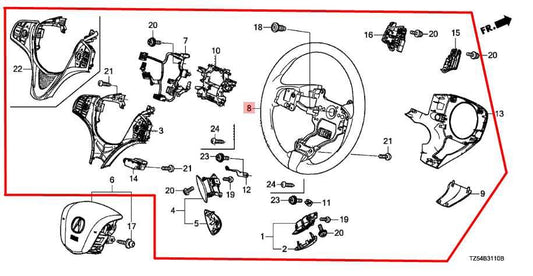 2017 Acura MDX Advance Steering Wheel Leather w/ Control Buttons 78501-TZ5-C52ZB - Alshned Auto Parts