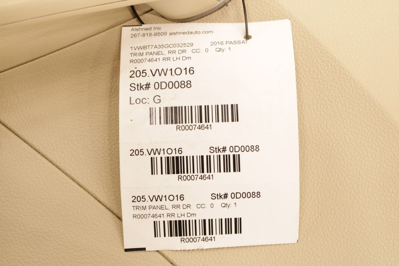 2012-19 Volkswagen Passat SE Rear Left Driver Door Trim Panel 561867211GOUT OEM - Alshned Auto Parts