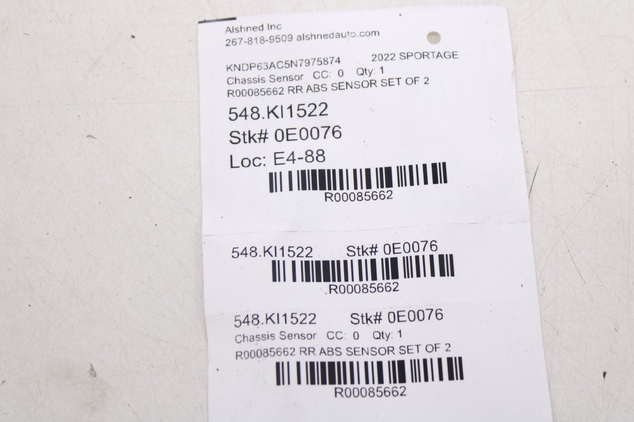 16-22 Kia Sportage Nightfall Rear Right and Left Side ABS Wheel Speed Sensor Set - Alshned Auto Parts