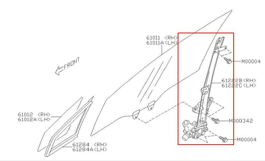 2018-21 Subaru WRX Premium Front Left Door Window Regulator w/ Motor 61041VA011 - Alshned Auto Parts