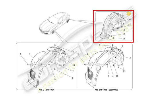 2014-20 Maserati Ghibli Rear RH Quarter Wheelhouse Liner Splash Shield 670009775 - Alshned Auto Parts