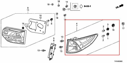18-24 Honda Odyssey Touring Rear Left Driver Side Tail Light Lamp 33550-THR-A01 - Alshned Auto Parts