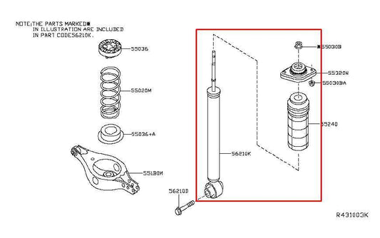16-20 Infiniti QX60 3.5L FWD RR Right and Left Shock Strut Absorber E6210-9NF0A - Alshned Auto Parts