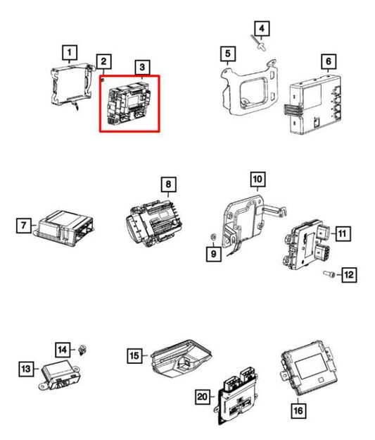 19-22 Jeep Renegade Sport 2.4L FWD Body Control Module Fuse Box BCM 00521509460 - Alshned Auto Parts