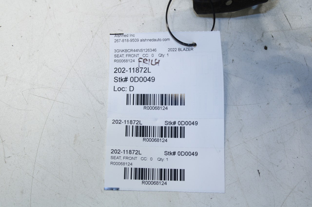 19-23 Chevrolet Blazer 2LT Front LH Seat Lower Track Frame w/ Cushion and Motors - Alshned Auto Parts