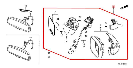 2013-16 Acura RDX Right Passenger Side Rear View Mirror 76200-TX4-A01ZE OEM - Alshned Auto Parts