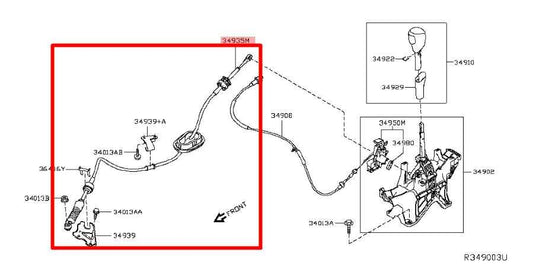 2014-18 Nissan Rogue SV Auto Transmission Gear Shift Lever Cable 34935-4BA1A OEM - Alshned Auto Parts