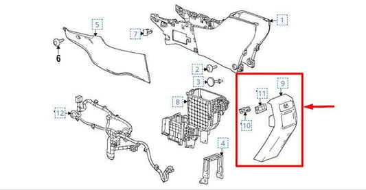 24-25 Chevrolet Trax Center Console Rear Trim Panel w/ USB and Antenna 42848066 - Alshned Auto Parts