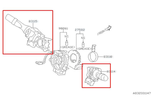 15-21 Subaru WRX Premium 2.0L AWD Steering Column Light Turn Signal Wiper Switch - Alshned Auto Parts
