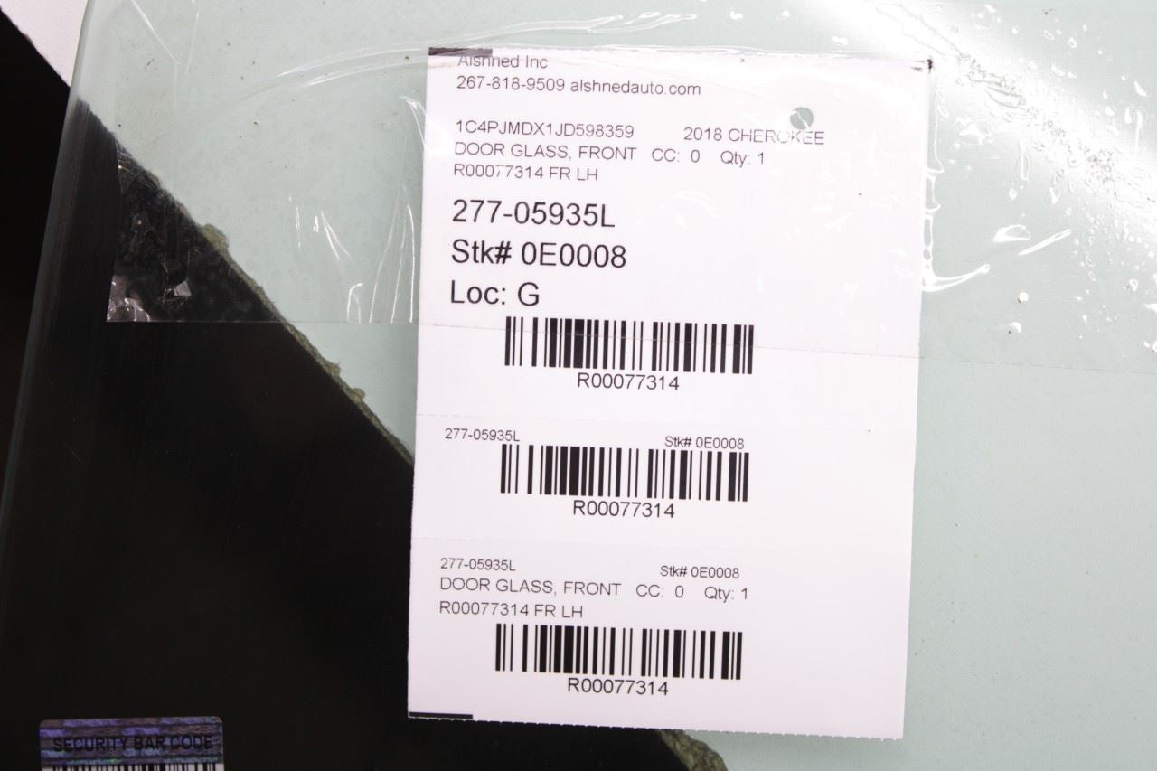 2015-2023 Jeep Cherokee Limited Front Left Side Door Window Glass 68104585AC OEM - Alshned Auto Parts