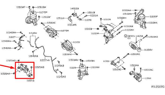 2014-2020 Infiniti QX60 3.5L FWD Left Side Engine Mount Insulator 11220-3KA0A - Alshned Auto Parts