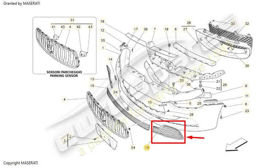 2014-17 Maserati Ghibli Front Left Bumper Lower Grille Bezel Cover 670010766 OEM - Alshned Auto Parts