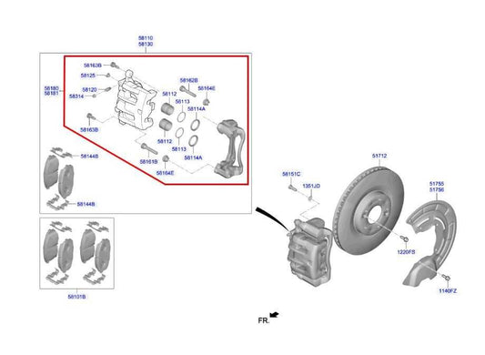 2019-2020 Hyundai Santa Fe Front Left Driver Side Brake Disc Caliper 58180-S1A00 - Alshned Auto Parts
