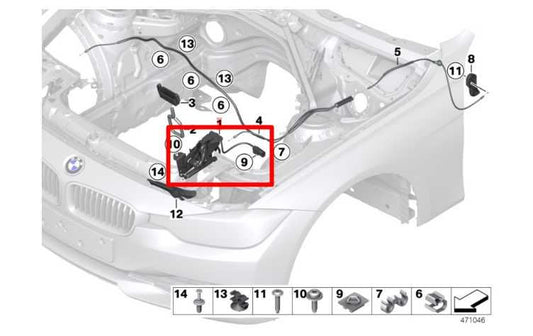 15-16 BMW 435i Gran Coupe Front RH Hood Release Lock Latch Actuator 51237242549 - Alshned Auto Parts