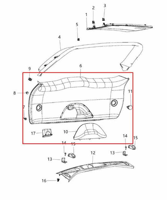 14-21 Jeep Grand Cherokee Overland Rear Liftgate Tailgate Trim Panel 1XW83DX9AK - Alshned Auto Parts