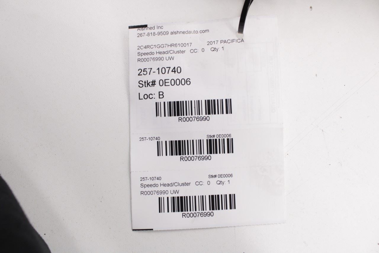 2017 Chrysler Pacifica Limited Speedometer Gauge Instrument Cluster 93K Mileage - Alshned Auto Parts