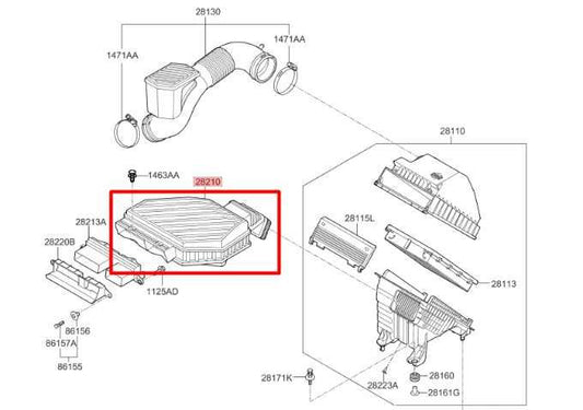 15-21 Hyundai Tucson Value Air Intake Cleaner Inlet Center Duct Tube 28210-D3200 - Alshned Auto Parts