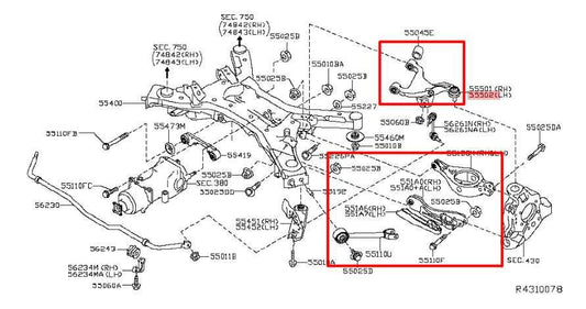 15-24 Nissan Murano Platinum AWD Rear Left Side Suspension Control Arm Set of 4 - Alshned Auto Parts