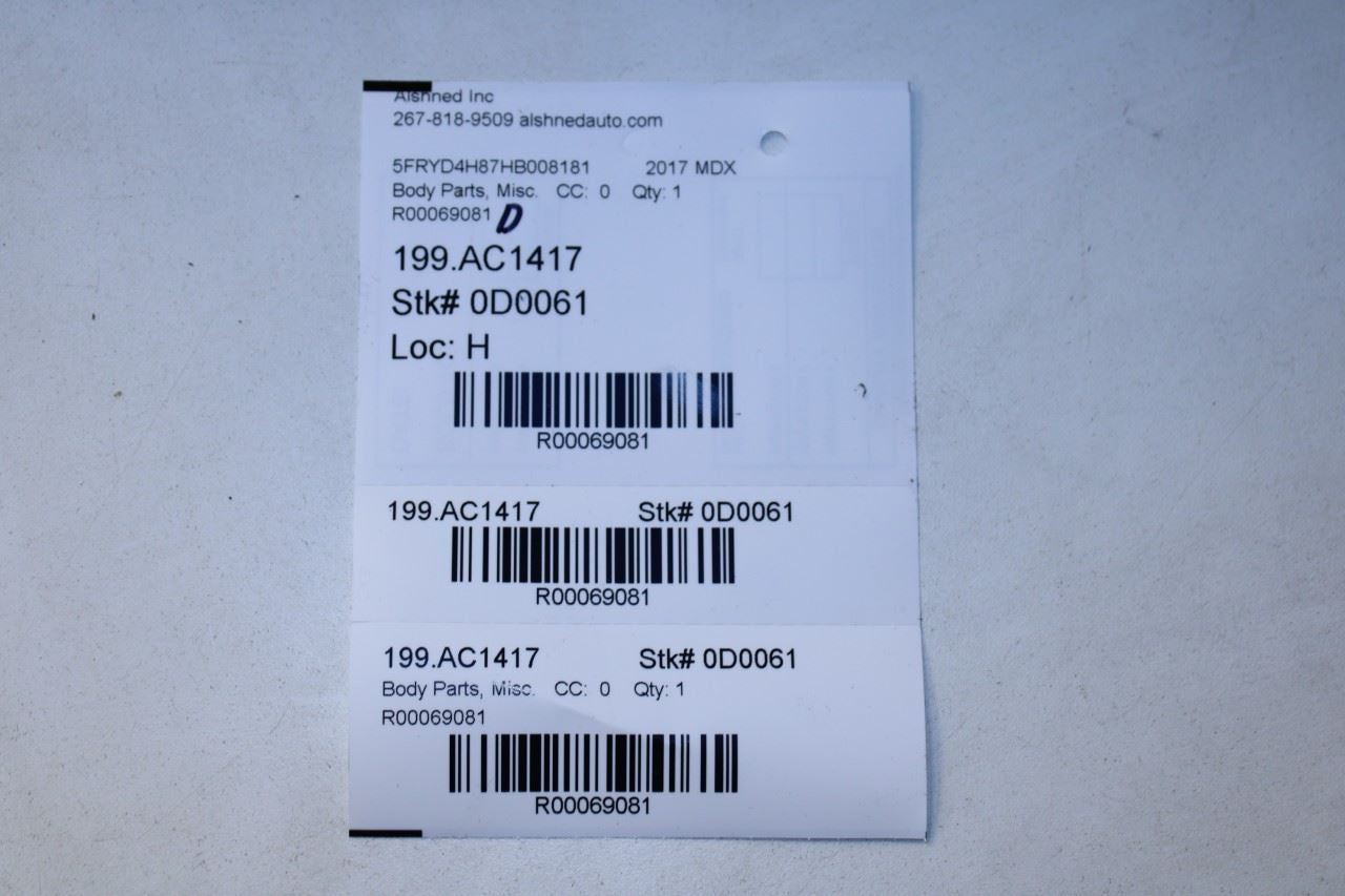 2014-2020 Acura MDX Advance Rear Left Door Run Channel with Belt Outer Molding - Alshned Auto Parts