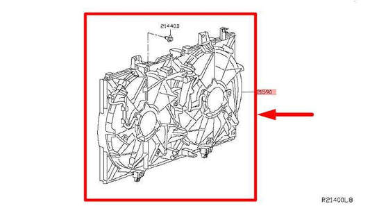 2014-20 Nissan Rogue S 2.5L Dual Radiator Cooling Fan Motor Assy 21481-4BA0A OEM - Alshned Auto Parts