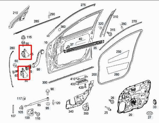07-11 Mercedes-Benz S550 Front RH Door Hinge Upper and Lower Pair 221-720-10-37 - Alshned Auto Parts