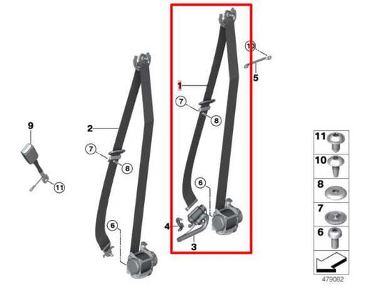 2014-18 BMW X5 xDrive35i 3.0L AWD Front Passenger Right Side Seat Belt Retractor - Alshned Auto Parts