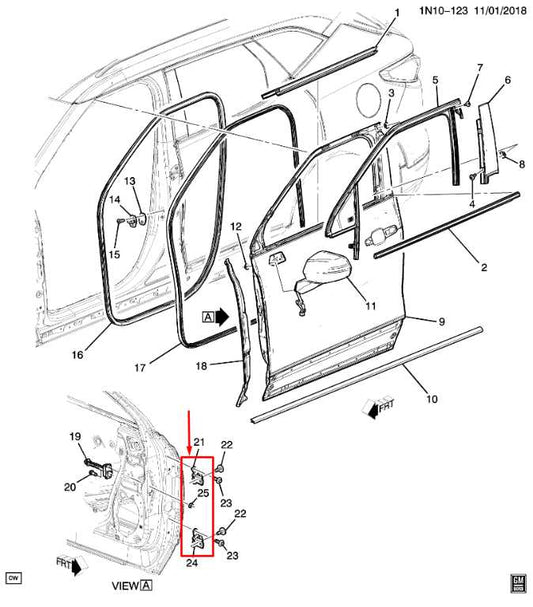 2019-24 Chevrolet Blazer 2LT Front Left Door Hinge Upper and Lower Pair 13583618 - Alshned Auto Parts