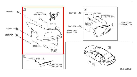 2019-2024 Nissan Altima Rear Driver Left Side Tail Light Lamp R65571 AfterMarket - Alshned Auto Parts
