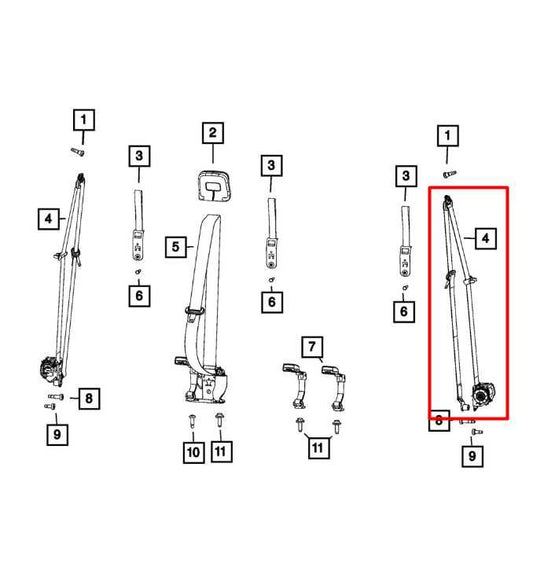 2019-24 Ram 1500 Rear Right or Left Side 2nd Row Seat Belt Retractor 7AX80TX7AB - Alshned Auto Parts