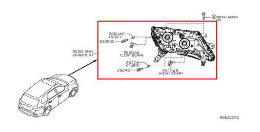 16-20 Nissan Pathfinder SV 3.5L Front Passenger Right Side Headlight Lamp *ReaD* - Alshned Auto Parts