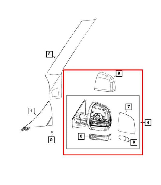 2015-22 RAM Promaster City Passenger Right Side Rear View Mirror 6ER62LXHAA OEM - Alshned Auto Parts
