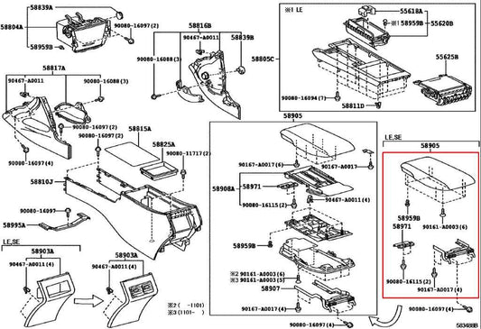 2007-2011 Toyota Camry LE Center Console Armrest Lid Cover 58905-06200-B1 *ReaD* - Alshned Auto Parts