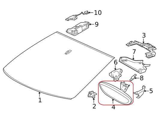 2011-18 Porsche Cayenne Platinum Interior Inside Rear View Mirror 7PP857511H OEM - Alshned Auto Parts