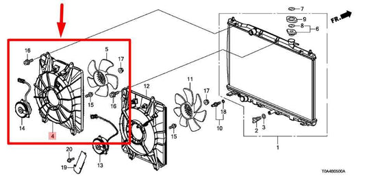 15-16 Honda CR-V EXL 2.4L Left Radiator Cooling Fan Motor Assy 19015-5LA-A01 OEM - Alshned Auto Parts