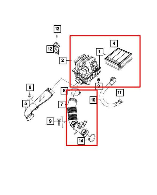 2015-21 Jeep Renegade Sport 2.4L FWD Air Intake Cleaner w/ Duct Tube 68403697AA - Alshned Auto Parts