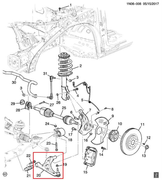 19-24 Chevrolet Blazer 2LT Front Right Passenger Side Lower Control Arm 84892166 - Alshned Auto Parts